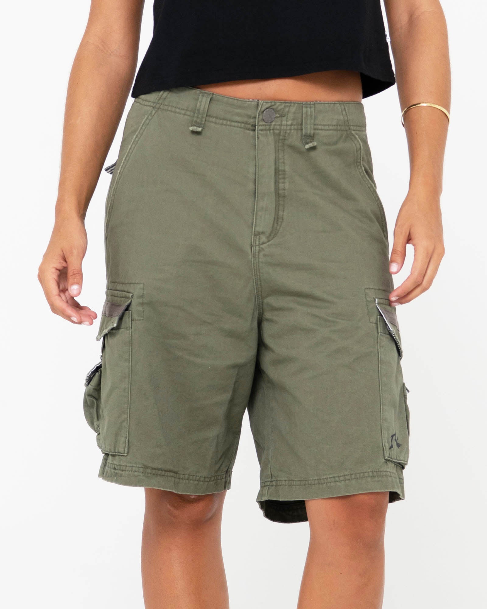 Tank Girl Low Rise Loose Fit Cargo Short Army Rusty Australia