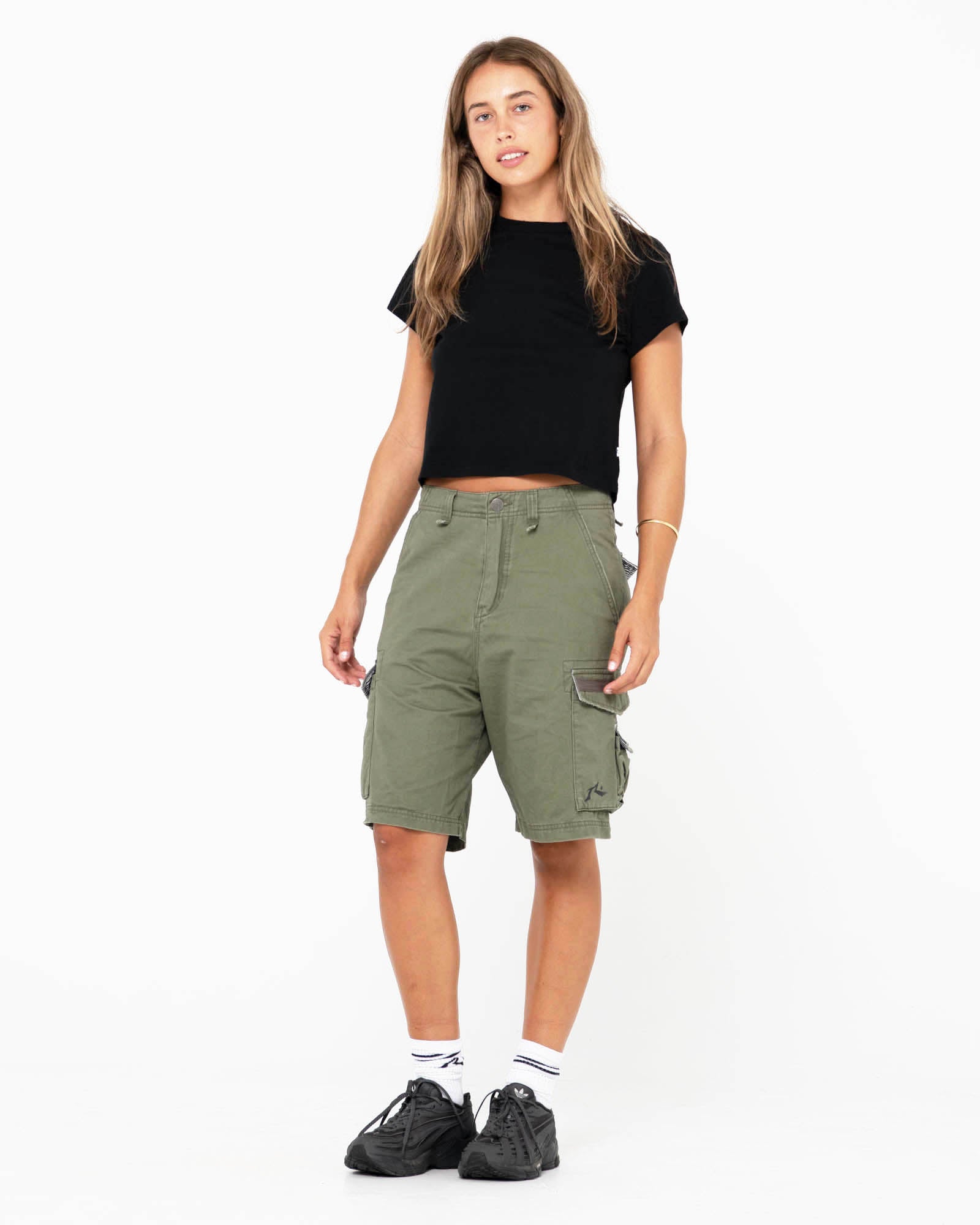 Tank Girl Low Rise Loose Fit Cargo Short Army Rusty Australia