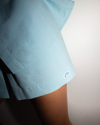 Woman wearing Hampton Relaxed Fit Short in Mist Blue