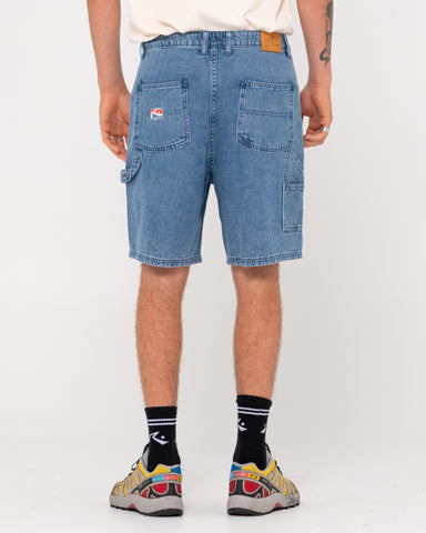 Man wearing Dungaree Denim Walkshort in Middy Blue