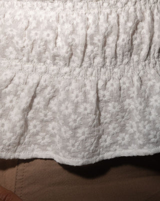 Woman wearing Effie Slip Skimmer Top in White