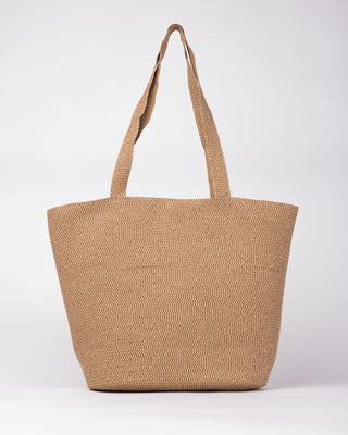 Womans Gisele Straw Beach Bag in Choc / Latte