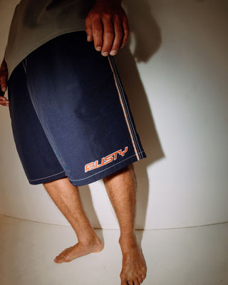Man wearing Flip Daddy Boardshort in Navy Blue 1