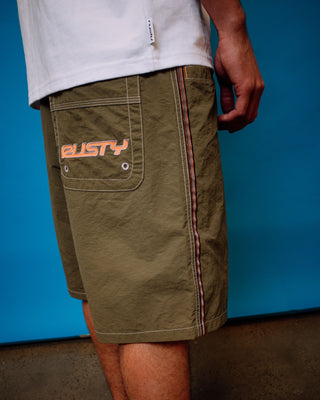Man wearing Flip Daddy Boardshort in Savanna 1