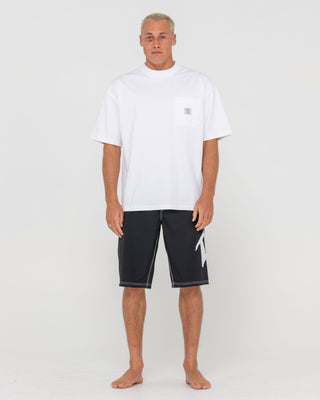 Man wearing Fixed Competition Revolution Boardshort in Black