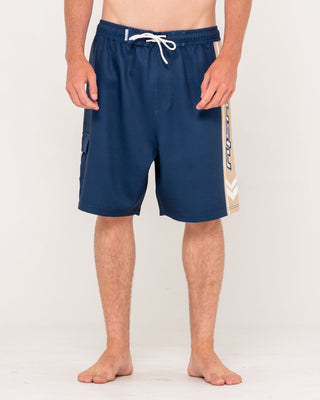 Man wearing Spitfire Hybrid Waist Boardshort in Navy Blue