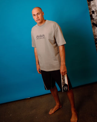 Man wearing Chopper Treed Fixed Waist Boardshort in Black