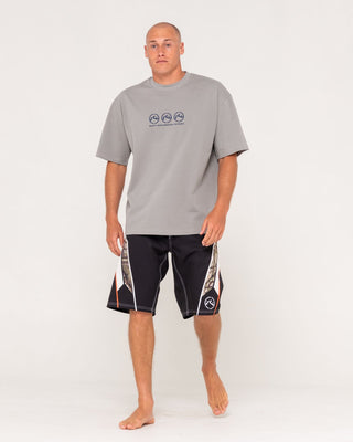 Man wearing Chopper Treed Fixed Waist Boardshort in Black