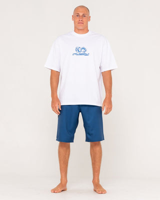 Man wearing Stingray Fixed Waist Boardshort in Atlantic Blue