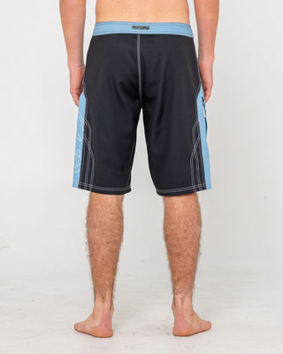 Man wearing Tombstones Fixed Waist Boardshort in Black