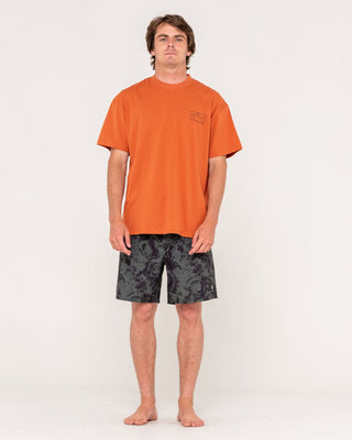 Man wearing All Over Elastic Waist Boardshort in Army Green