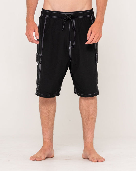 man-wearing-pick-pocket-elastic-waist-boardshort-in-black