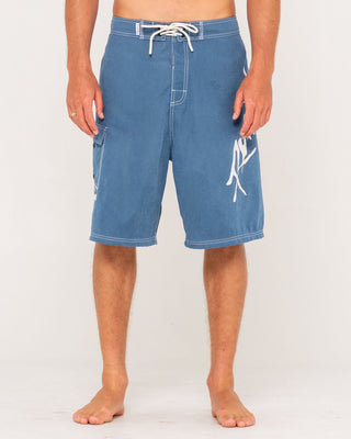 Man wearing Hoodus Fixed Waist Boardshort in China Blue