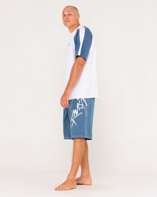 Man wearing Hoodus Fixed Waist Boardshort in China Blue