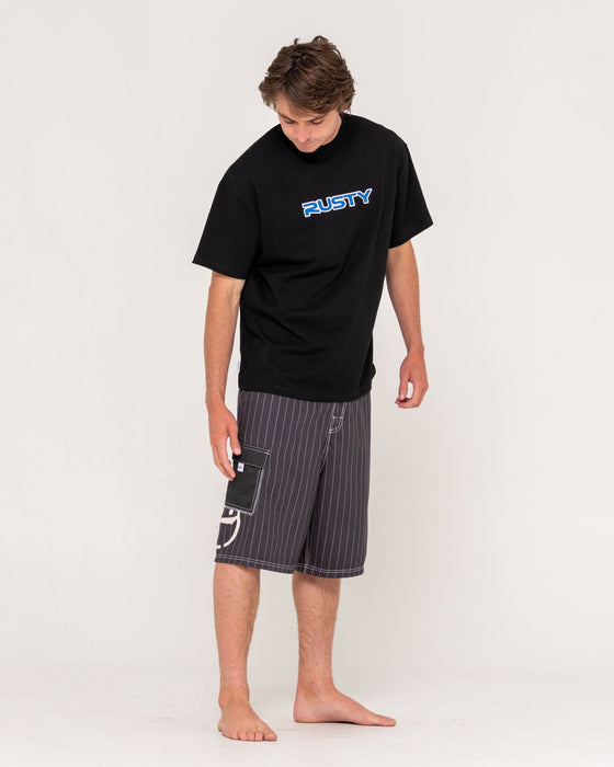 man-wearing-hoodus-fixed-waist-boardshort-in-carbon