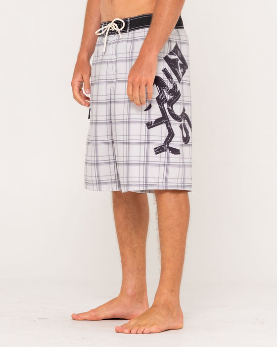 man-wearing-hoodus-fixed-waist-boardshort-in-ultimate-grey