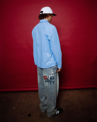 Man wearing Stone Cold Denim Jean in Dirty Dawg