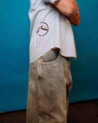 Man wearing Flip Daddy Tapeless Jean - Dirty Dawg in Dirty Dawg