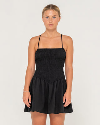 Woman wearing Mimi Bubble Mini Dress in Black