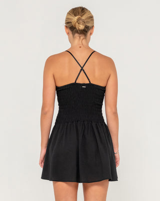 Woman wearing Mimi Bubble Mini Dress in Black