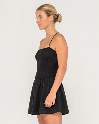 Woman wearing Mimi Bubble Mini Dress in Black