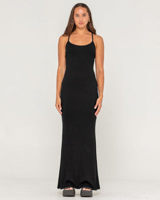 Woman wearing Nicky Slip Maxi Dress in Black