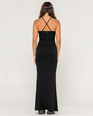 Woman wearing Nicky Slip Maxi Dress in Black