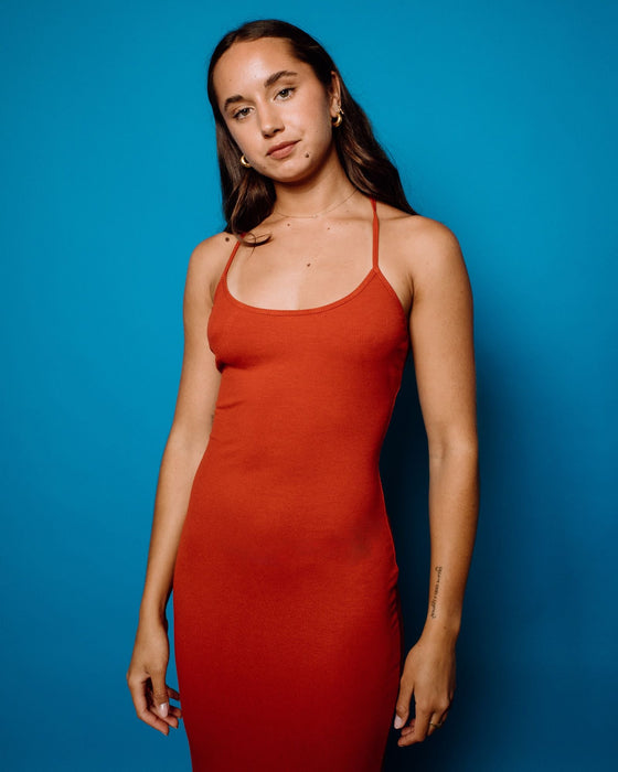 woman-wearing-nicky-slip-maxi-dress-in-burnt-orange