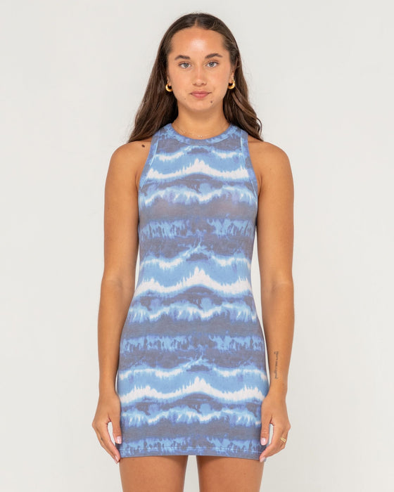 woman-wearing-2-dye-4-mini-racer-dress-in-blue-tie-dye
