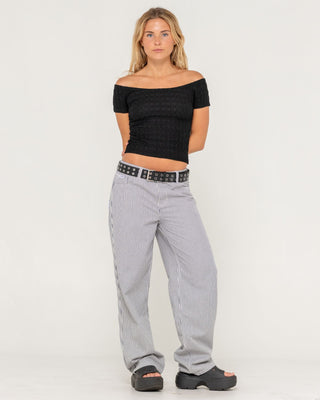 woman-wearing-ciao-bella-off-shoulder-top-in-black