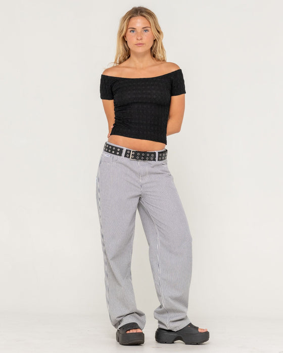 woman-wearing-ciao-bella-off-shoulder-top-in-black