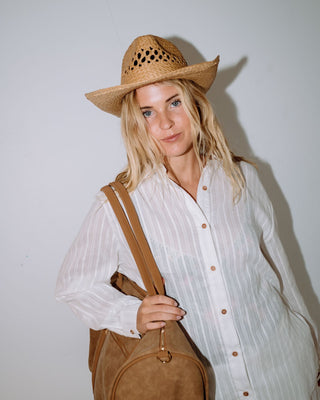 Womans Howdy Cowboy Straw Hat in Caramel 1