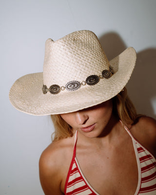Womans Howdy Cowboy Straw Hat in Natural 1