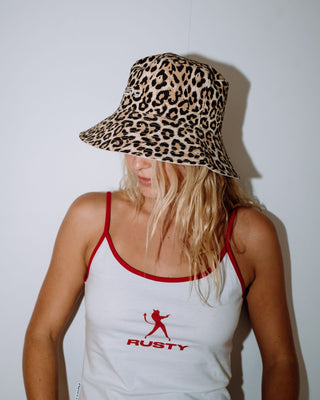 Womans Lennie Leopard Reversible Bucket Hat in Java