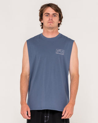 Man wearing Boxed Out Muscle in China Blue