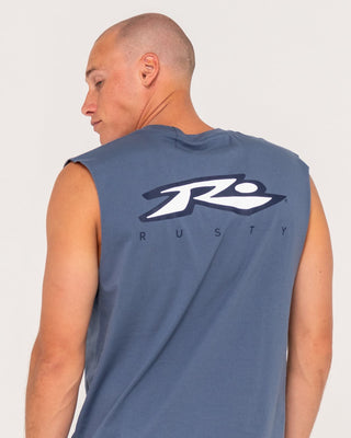 Man wearing Registered Muscle in China Blue