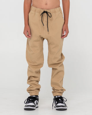 Boy wearing Hook Out Elastic Pant Boys in Khaki
