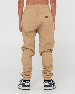 Boy wearing Hook Out Elastic Pant Boys in Khaki
