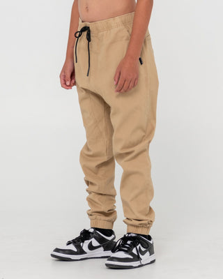 Boy wearing Hook Out Elastic Pant Boys in Khaki