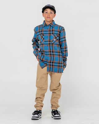 Boy wearing Hook Out Elastic Pant Boys in Khaki