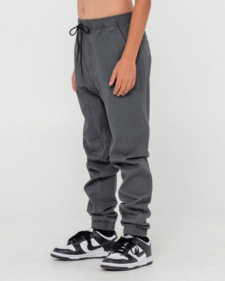 Boy wearing Hook Out Elastic Pant Boys in Pavement