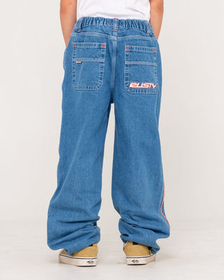 Boy wearing Flip Daddy 2.0 Jean Boys-middy Blue in Middy Blue