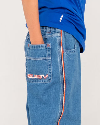 Boy wearing Flip Daddy 2.0 Jean Boys-middy Blue in Middy Blue