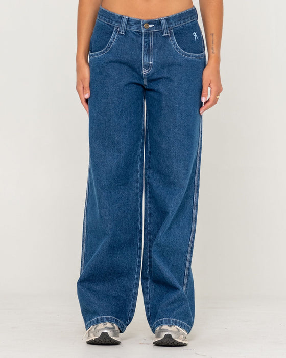 woman-wearing-flip-mommy-low-rise-tapeless-denim-jean-in-deep-sea-blue