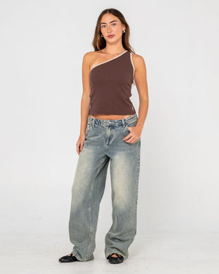 Woman wearing Bethany Baggy Low Rise Jean in Dirty Dawg