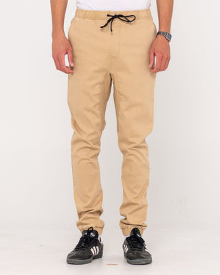 Man wearing Hook Out Elastic Pant in Khaki