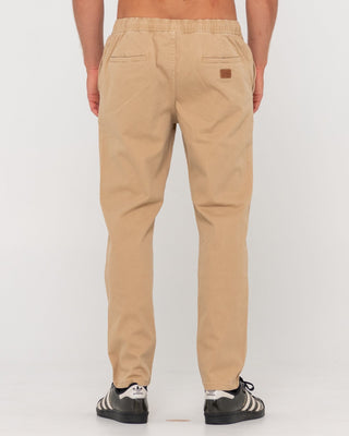 Man wearing Mid Boy Straight Fit Elastic Pant in Khaki