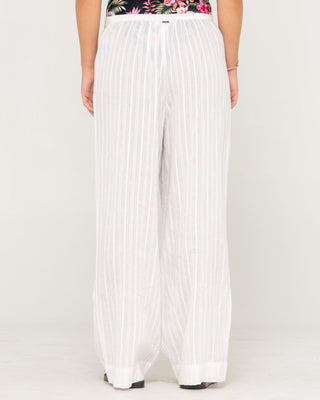 Woman wearing Cici Sheer Beach Pant in White