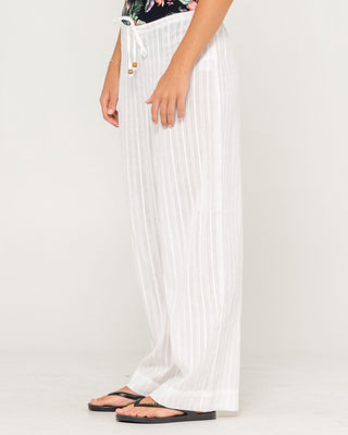 Woman wearing Cici Sheer Beach Pant in White