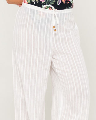 Woman wearing Cici Sheer Beach Pant in White